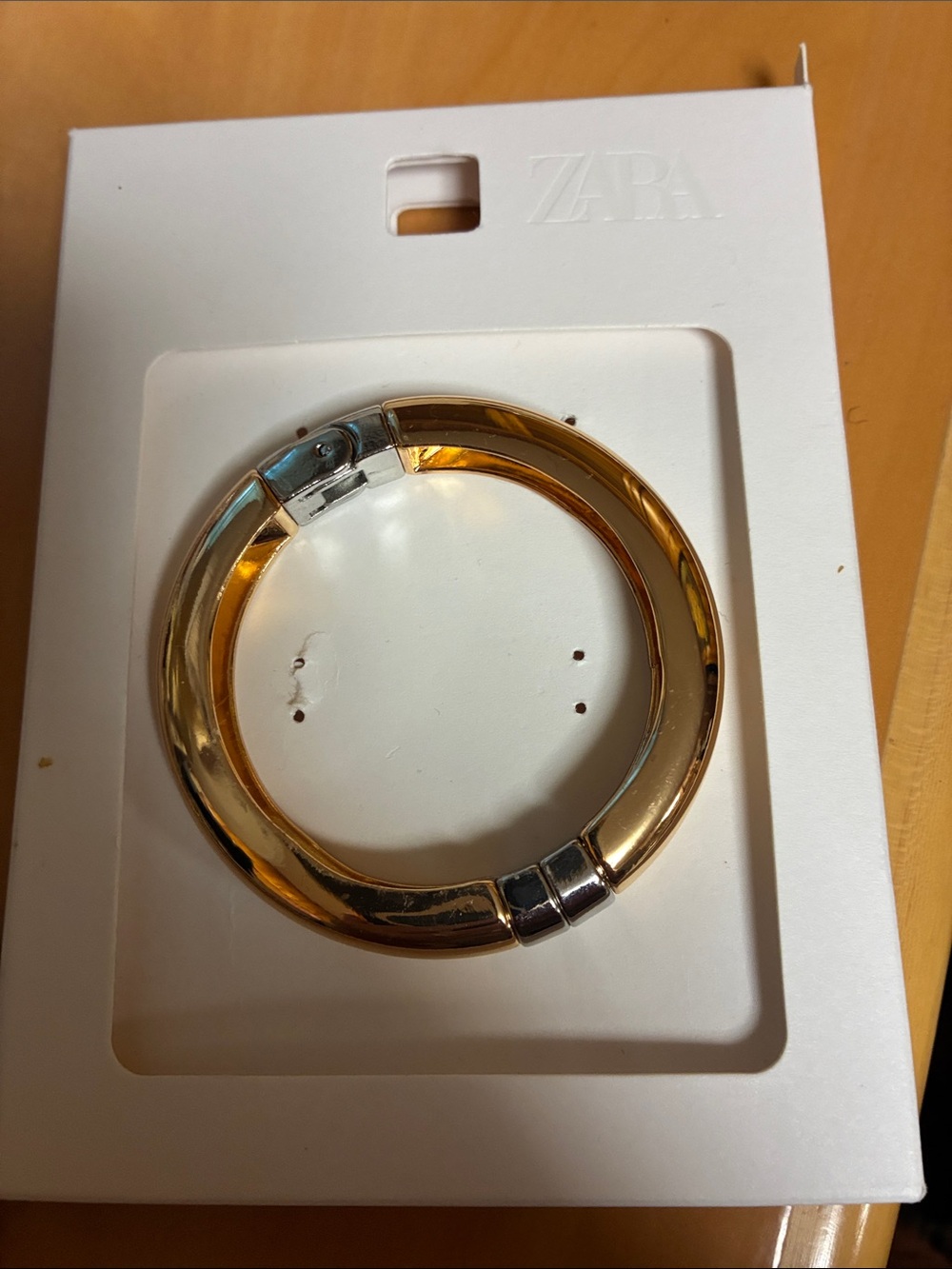 ZARA Two-Tone Gold and Silver Hinged Bangle Bracelet
